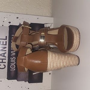 Michael Michael Kors Finley platform wedge espadrilles in luggage, s…